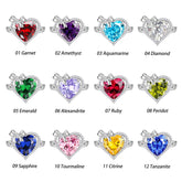 Juwaliy 6Ct Heart Women Ring Bow Kont Ribbon 925 Sterling Silver Birthstone Ring Solitaire Jewelry Mother Wife Birthday Valentines Day Gift Atrx0032